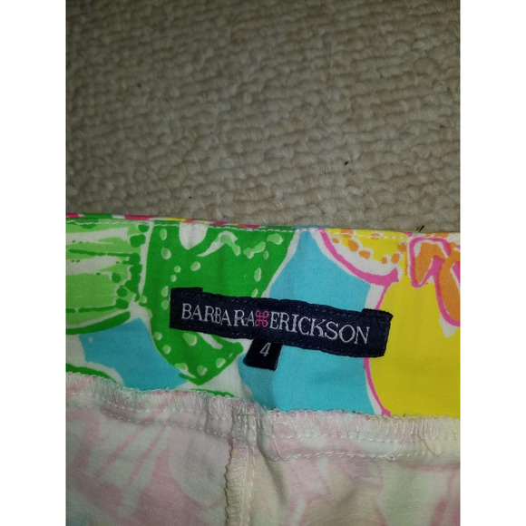 Womens Pants-BARBARA ERICKSON-multicolor floral pull on slim Beachy Coastal-4 - Picture 4 of 4